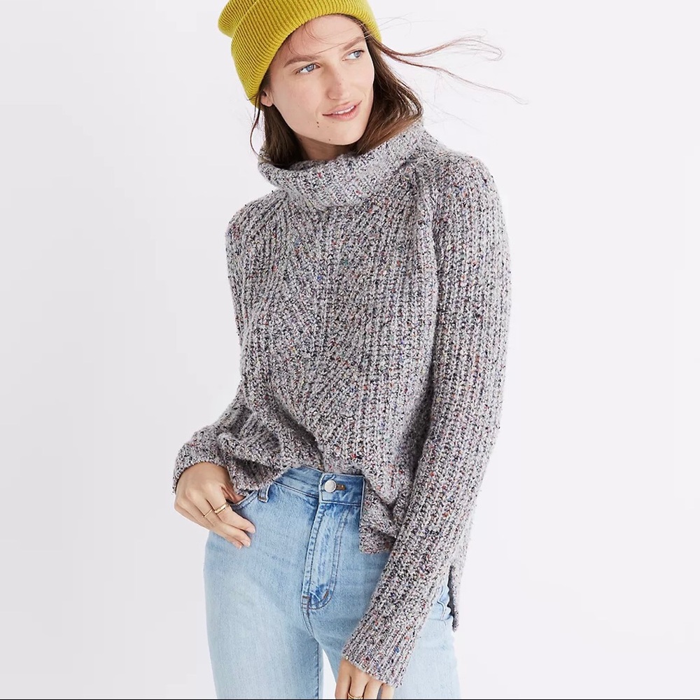 Madewell Colorfleck Ribbed Turtleneck Sweater